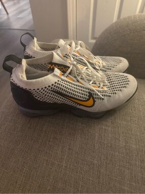 Nike VaporMax Flyknit Sneakers in White, Black and Yellow